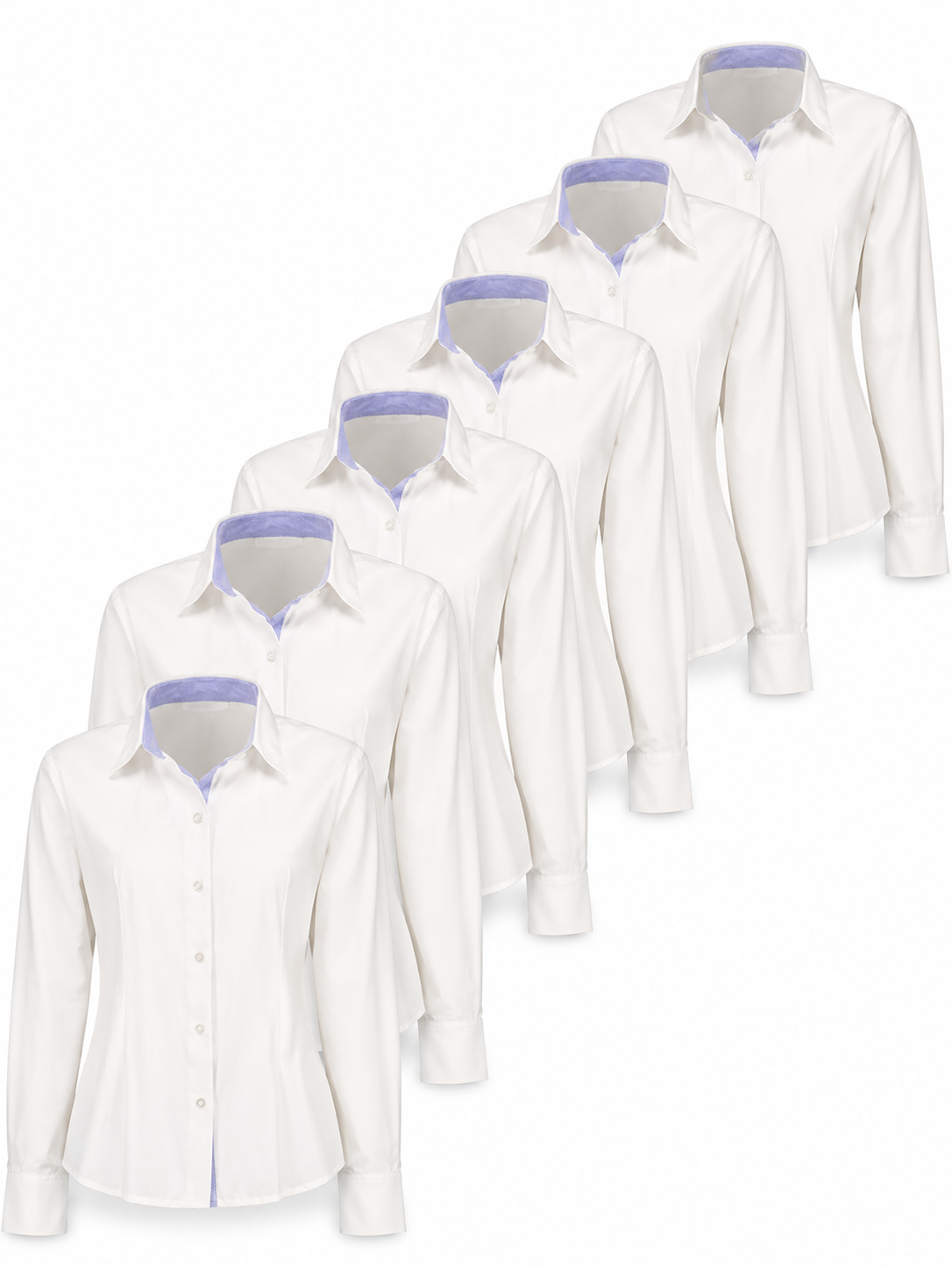 Paquete 6 Blusa Manga Larga Combinada Oxford - Personalizable