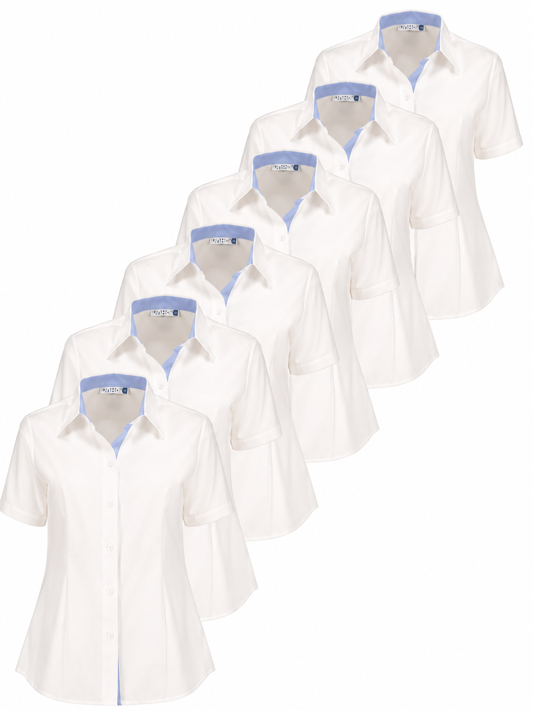 Paquete 6 Blusa Manga Corta Combinada Oxford - Personalizable