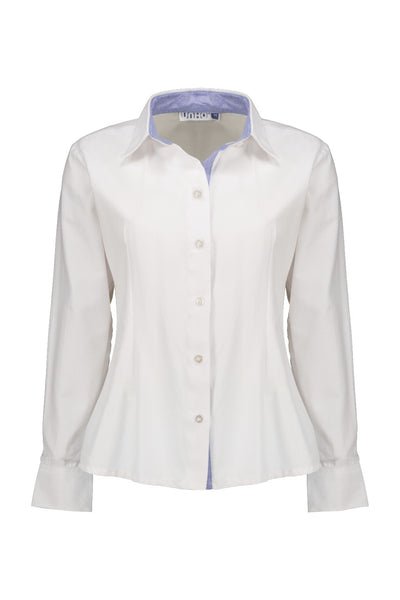 Blusa Manga Larga Combinada Oxford