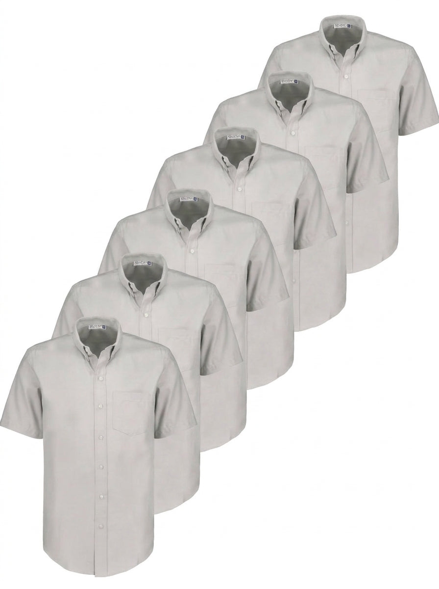 Paquete 6 Camisa Manga Corta Gris Casual Oxford - Personalizable