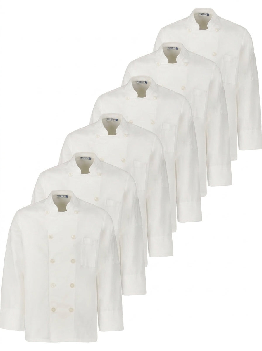 Paquete 6 Filipina Unisex Chef Ejecutivo Cuello Mao - Personalizable