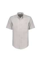 Camisa Manga Corta Gris Casual Oxford - UNHO.mid