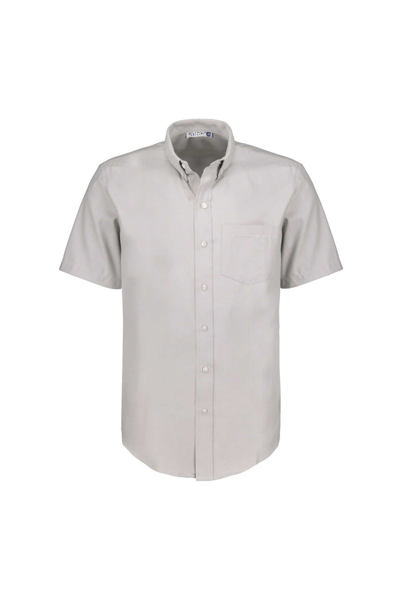 Camisa Manga Corta Gris Casual Oxford - UNHO.mid