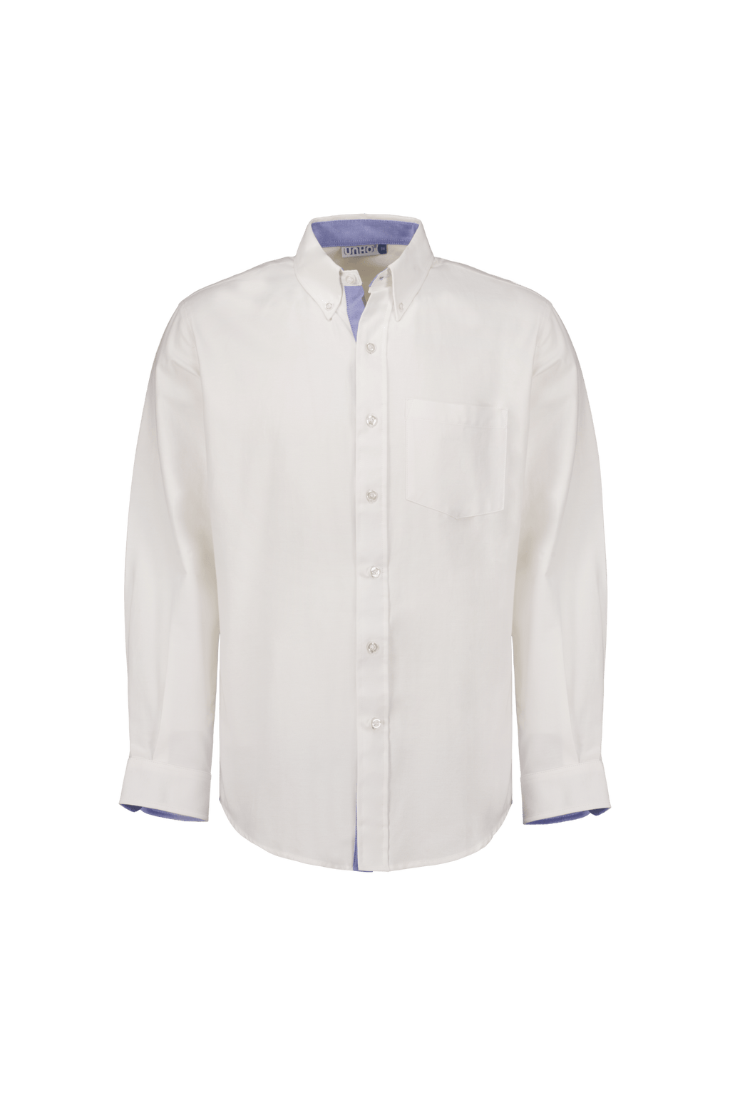 Camisa Manga Larga Blanca Cuello Azul Oxford - UNHO.mid
