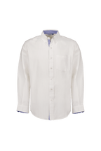Camisa Manga Larga Blanca Cuello Azul Oxford - UNHO.mid